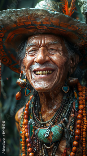a man from mayan civilaization laughing .generative ai © JKLoma