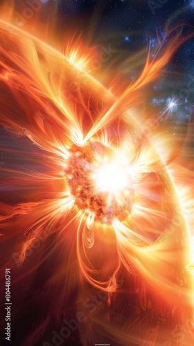The beauty of a solar flare erupting from the sun, super realistic