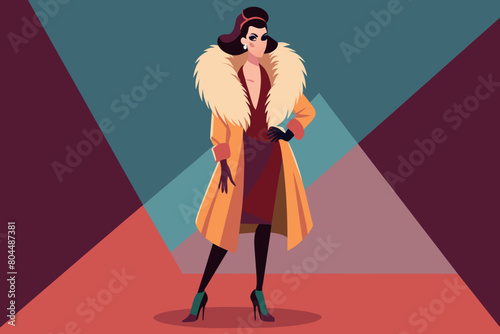 Fashionable lady with a modern look stands poised and chic