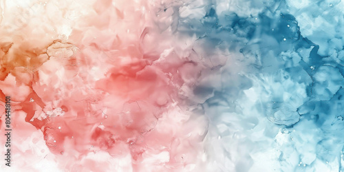 Vibrant Watercolor Splash Abstract Background in Blue, Red, and White Colors on White Background