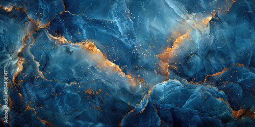  Blue and gold marble background, high resolution, ultra detailed digital art with a dark blue background. Created with Ai photo