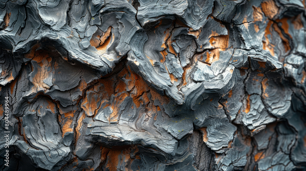 Close-up of charred wood texture