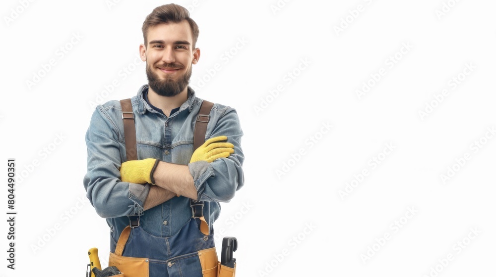 A Smiling Handyman in Work Attire A Smiling Handyman in Work Attire