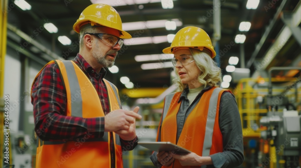 Two Industrial Workers in Discussion Two Industrial Workers in Discussion