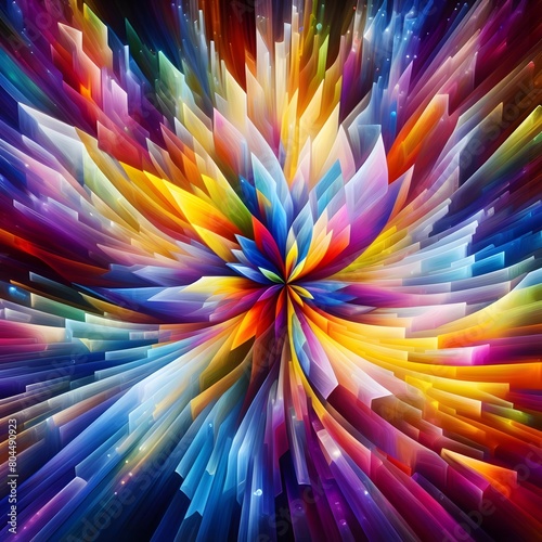 Prism Blossom with abstract colorful shapes colorful background photo