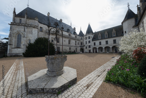 Medieval castle of Chaumont-Sur-Loire, France. Built in the 15th century. Former medieval fortress later enlarged in Renaissance style.
