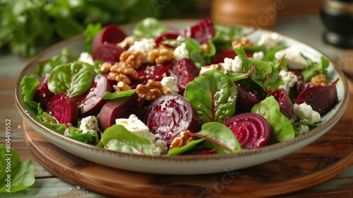 gourmet salad recipe, summery roasted beet salad with goat cheese, walnuts, and balsamic vinaigrette a refreshing and perfect dish for the season