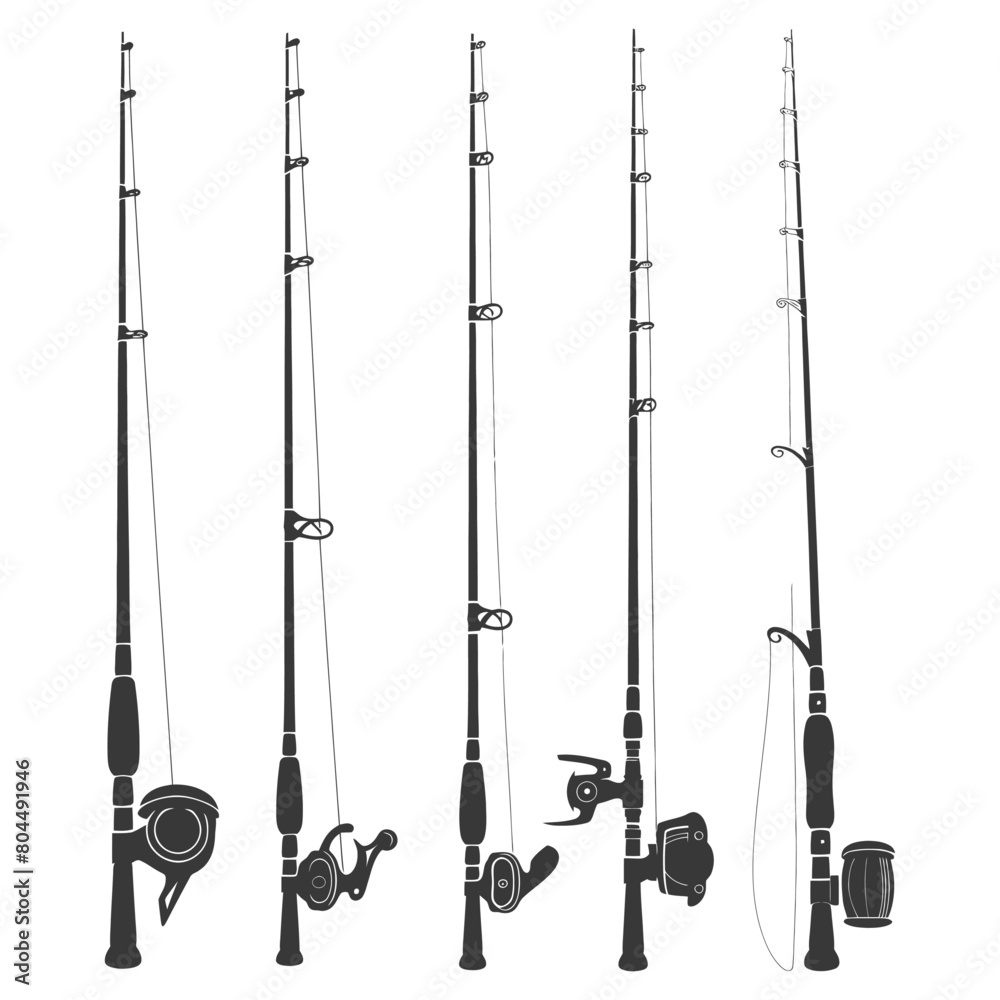 Naklejka premium silhouette fishing rod full black color only