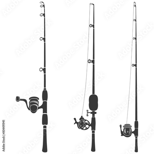 silhouette fishing rod full black color only