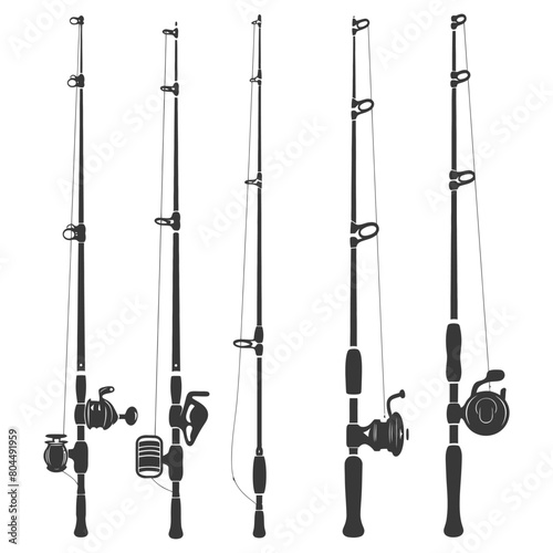 silhouette fishing rod full black color only