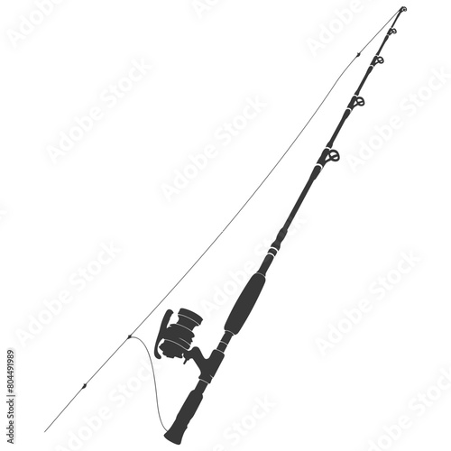 silhouette fishing rod full black color only