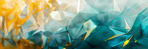 abstract polygonal design of gilded lemon and teal, ideal for an elegant abstract background photo