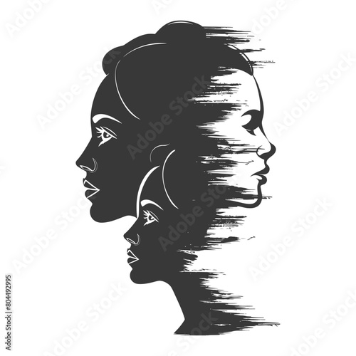 silhouette illustration about social issue gender inequality black color only