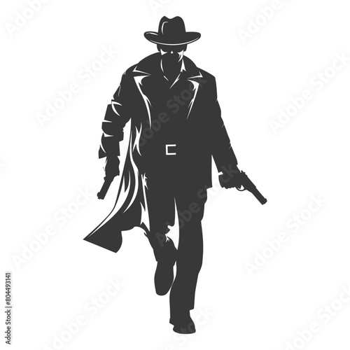 silhouette mafia in action full body black color only
