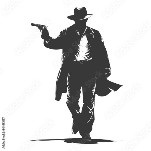 silhouette mafia in action full body black color only