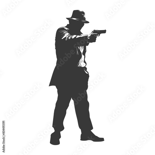 silhouette mafia in action full body black color only