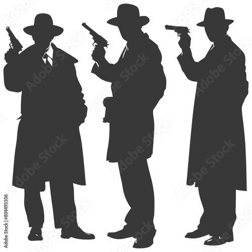 silhouette mafia in action full body black color only