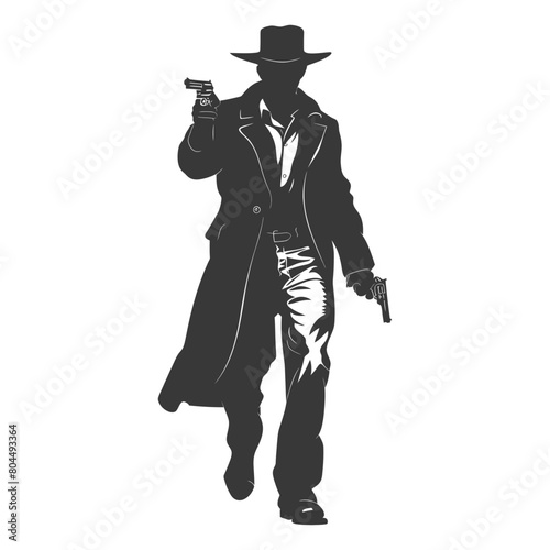 silhouette mafia in action full body black color only