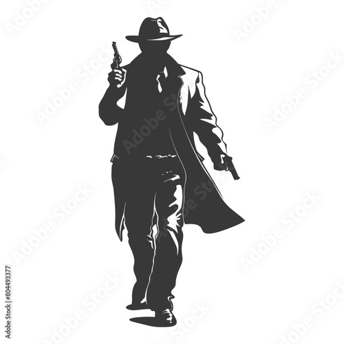 silhouette mafia in action full body black color only