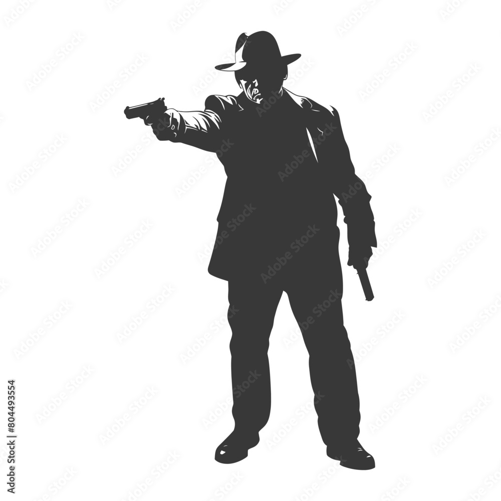 silhouette mafia in action full body black color only silhouette mafia in action full body black color only