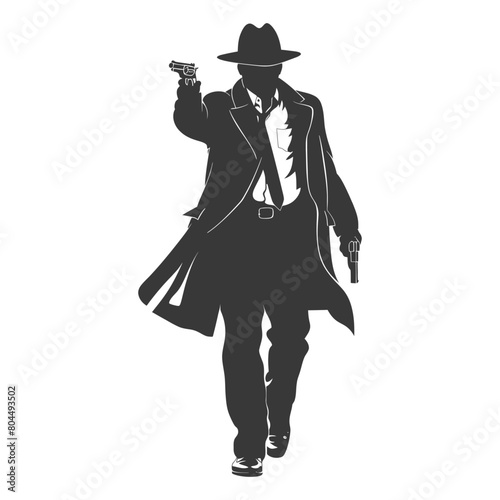 silhouette mafia in action full body black color only