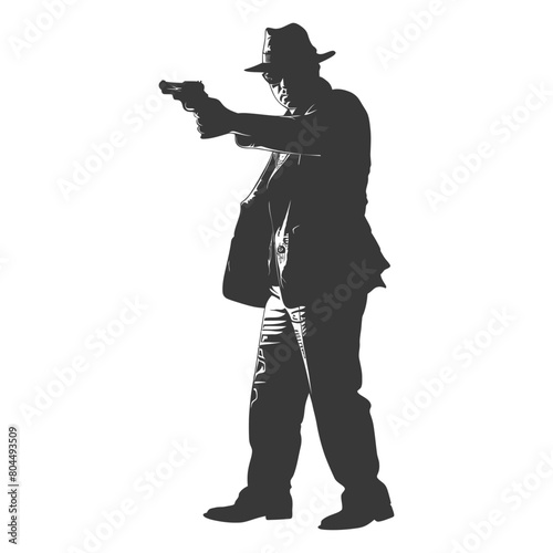 silhouette mafia in action full body black color only