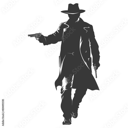 silhouette mafia in action full body black color only