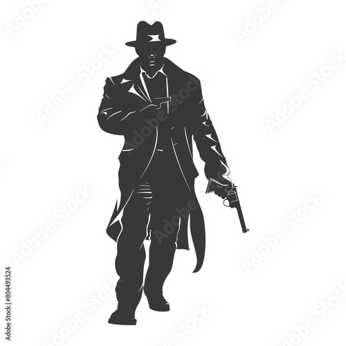 silhouette mafia in action full body black color only