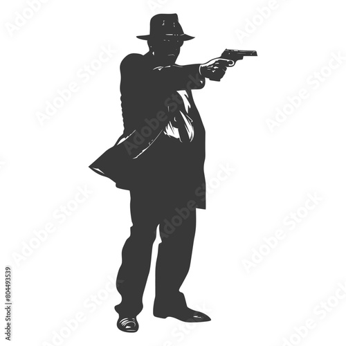 silhouette mafia in action full body black color only