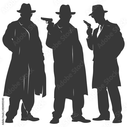 silhouette mafia in action full body black color only