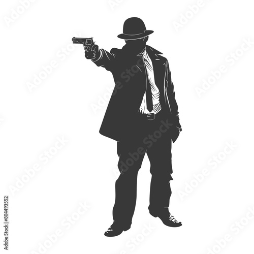 silhouette mafia in action full body black color only