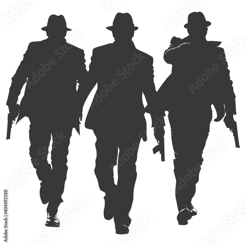 silhouette mafia in action full body black color only