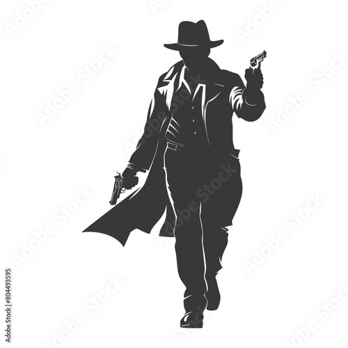 silhouette mafia in action full body black color only