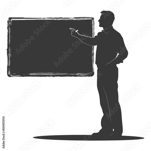 silhouette man school teacher teaching in front of the class black color only