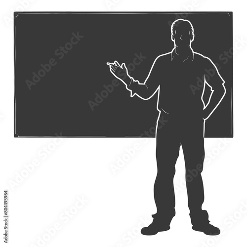 silhouette man school teacher teaching in front of the class black color only