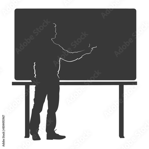 silhouette man school teacher teaching in front of the class black color only