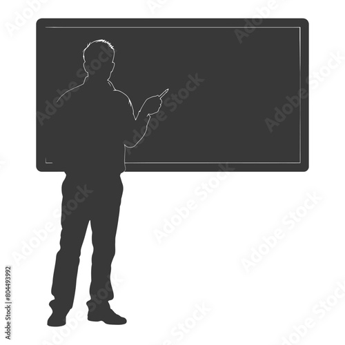 silhouette man school teacher teaching in front of the class black color only