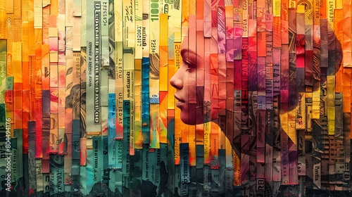 Depict an artistic financial tableau with pieces of torn currency evolving into vibrant bar and line graphs, symbolizing the transformation of raw economic data into valuable insights.