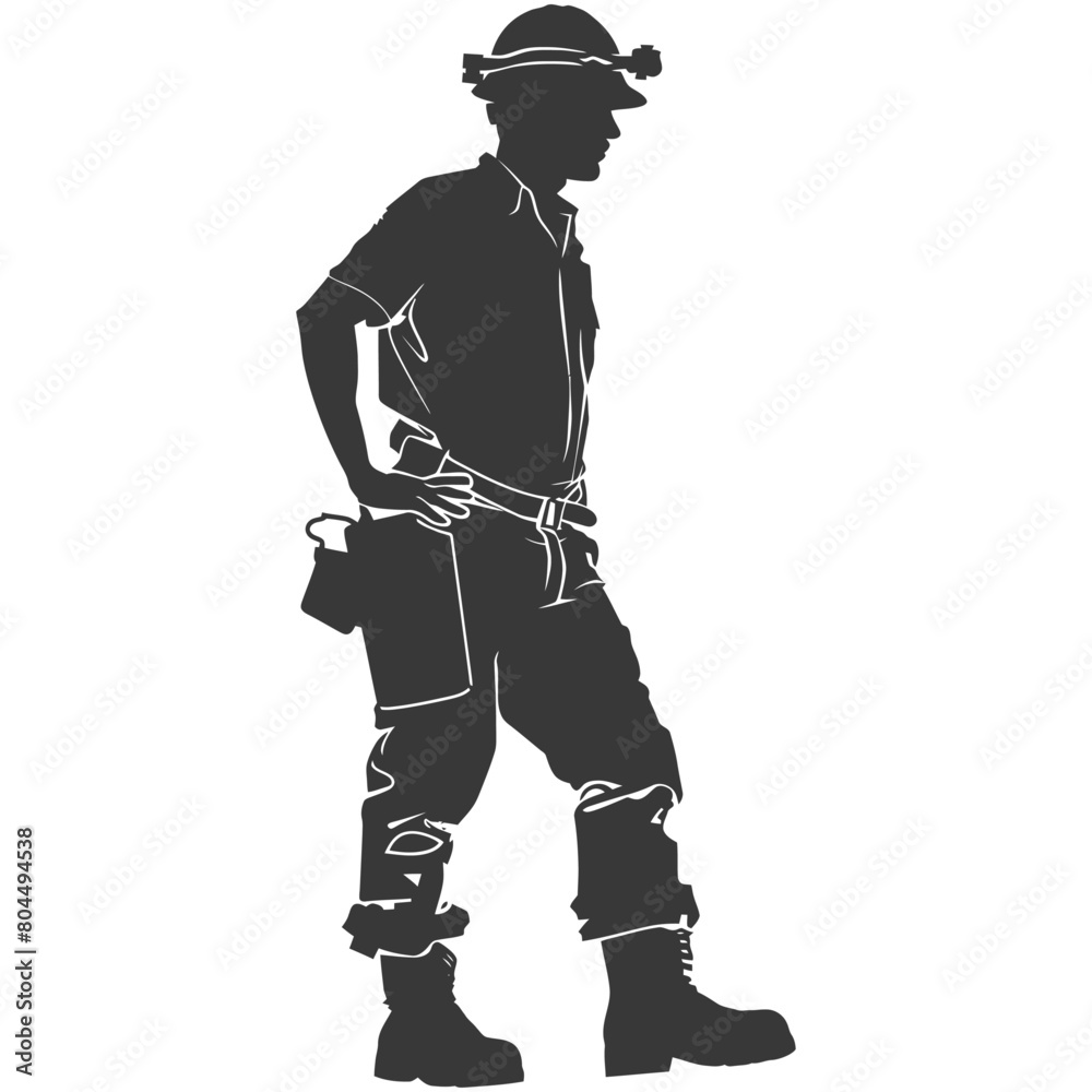 silhouette miner using pickaxe in action full body black color only silhouette miner using pickaxe in action full body black color only