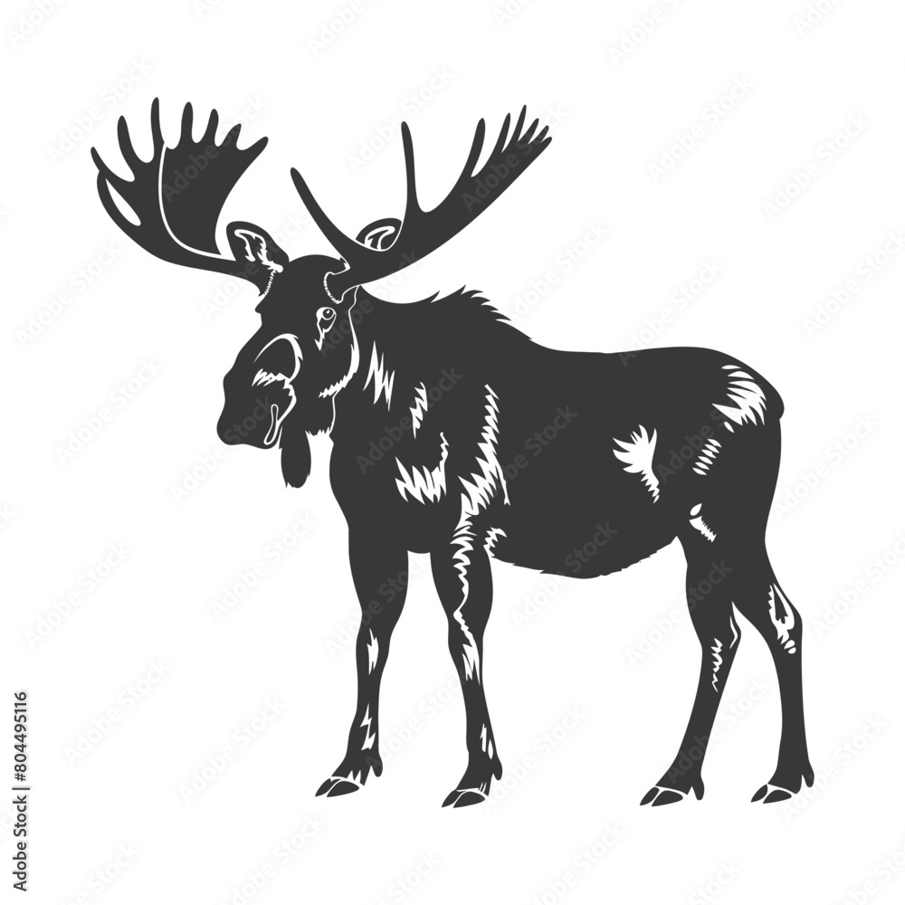 silhouette moose animal full body black color only silhouette moose animal full body black color only