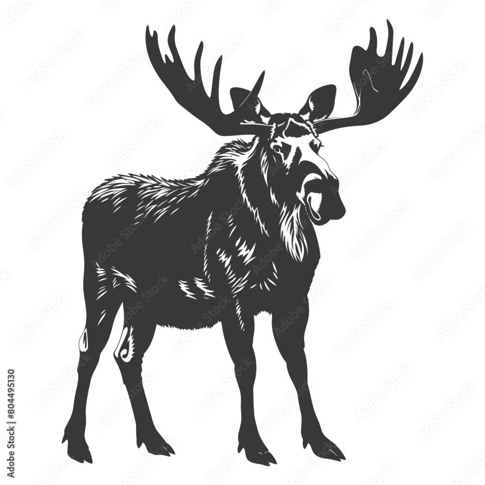Fototapeta premium silhouette moose animal full body black color only