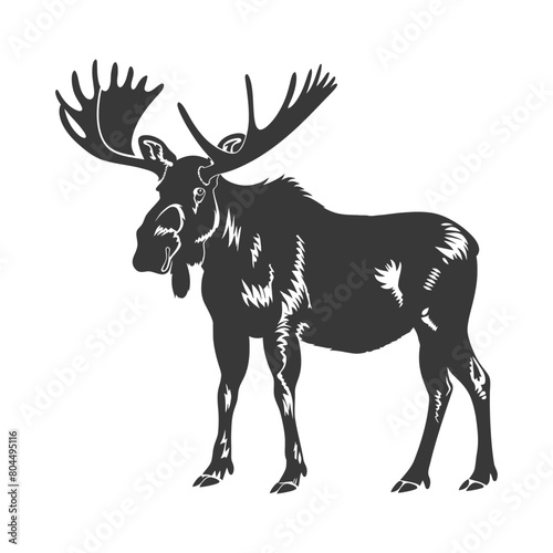 silhouette moose animal full body black color only