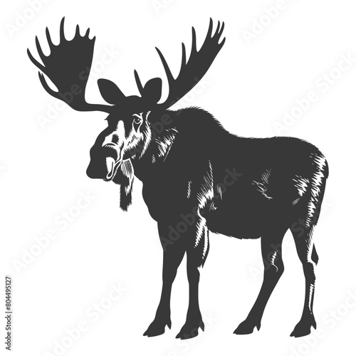 silhouette moose animal full body black color only