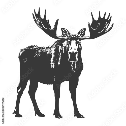 silhouette moose animal full body black color only