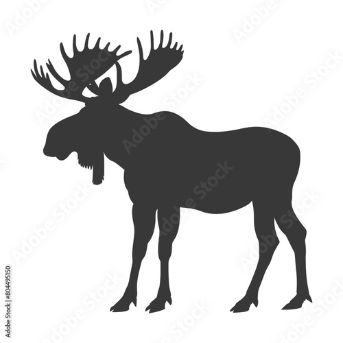 silhouette moose animal full body black color only