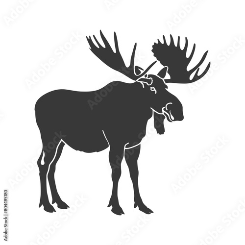 silhouette moose animal full body black color only