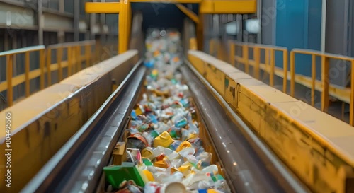 Wallpaper Mural Sorting Mixed Recyclables on a Conveyor Belt at a Waste Management Facility. Concept Waste Management, Recycling Process, Conveyor Belt, Sorting Mixed Recyclables, Environmental Sustainability Torontodigital.ca