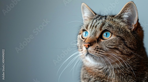 A fancy cat with vibrant eyes sitting elegantly against a clear background ideal for adding promotional messages