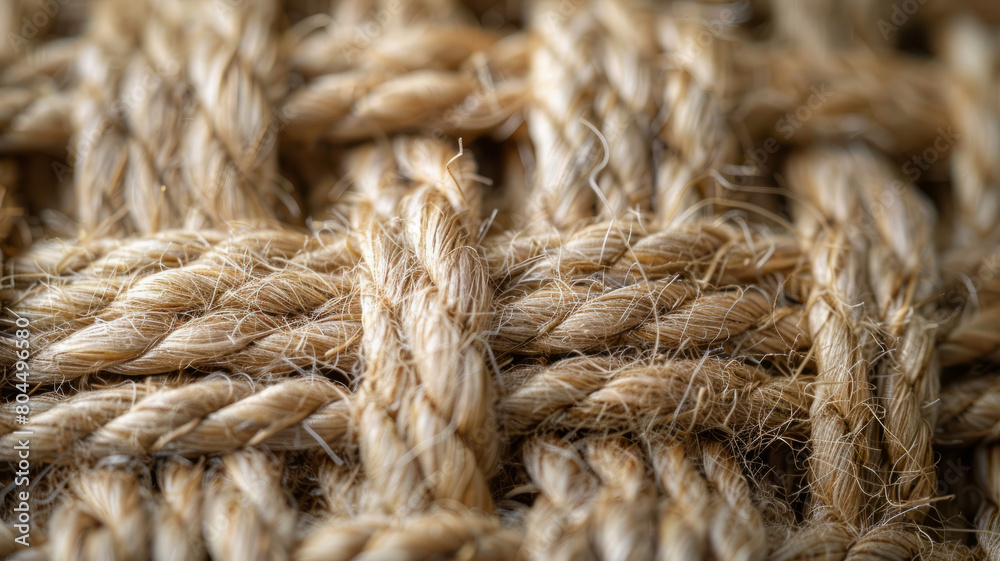 Close-up of a woven beige rope texture