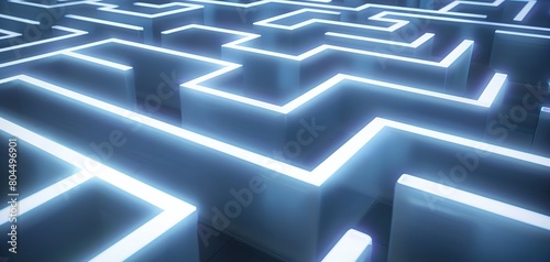 Wallpaper Mural Bright blue and red neon Creates a maze generative ai Torontodigital.ca